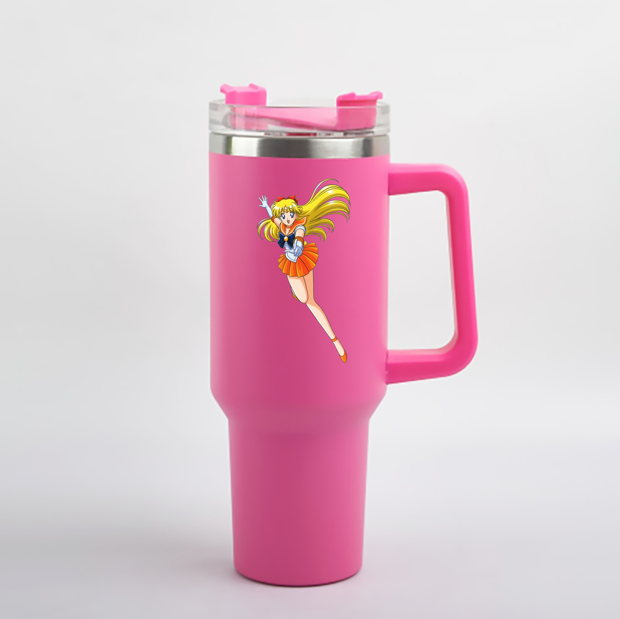 （画像用） 美少女戦士セーラームーン 愛野 美奈子 あいの みなこ Sailor Moon Aino Minako 1200mL車用タンブラー - クリスタルステッカー（プラスチックストロー付き）